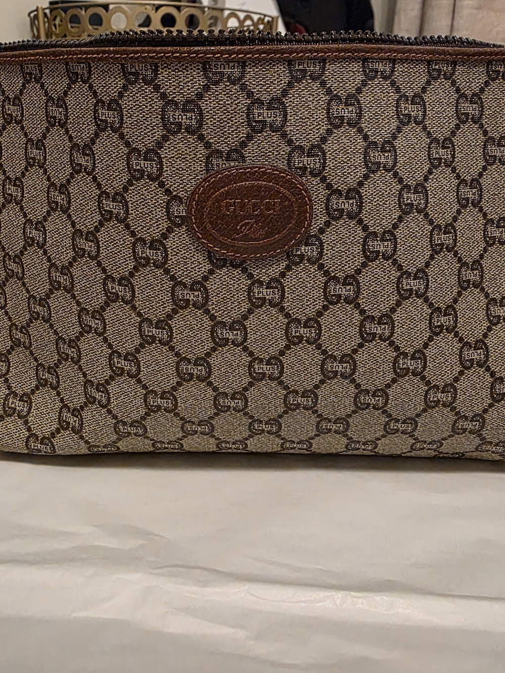 Classic Brown Logo-Print Pouch